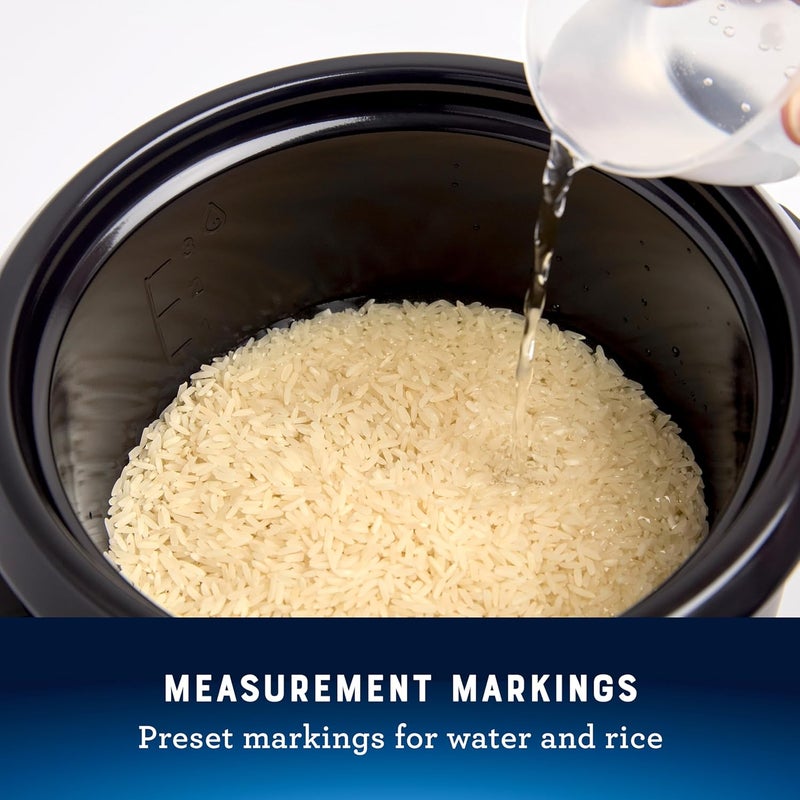 Oster 6-Cup Rice Cooker with Steamer Tray, Electric Rice Maker, Automatic Keep Warm, Nonstick Inner Pot, Black - Image 3